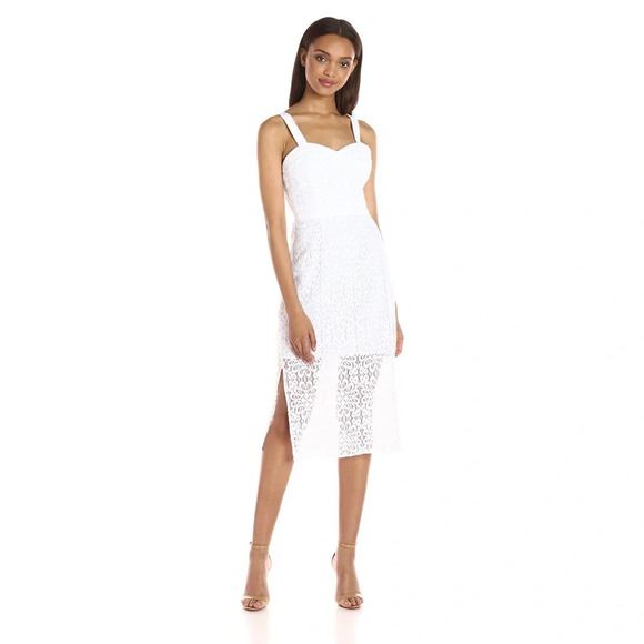 NWT BCBGeneration White Lace Midi Dress Size 2 - Picture 2 of 12